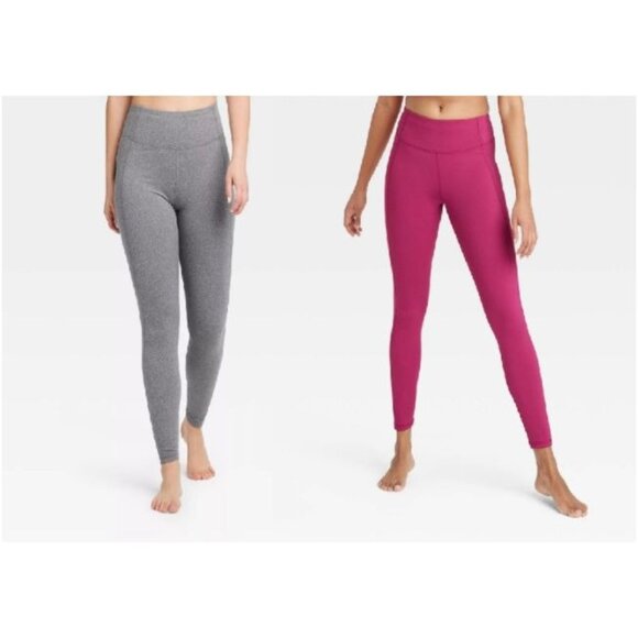 All in Motion Bundle Simplicity Mid-Rise Leggings 27" Gray / Pink Size 4X - Picture 1 of 5